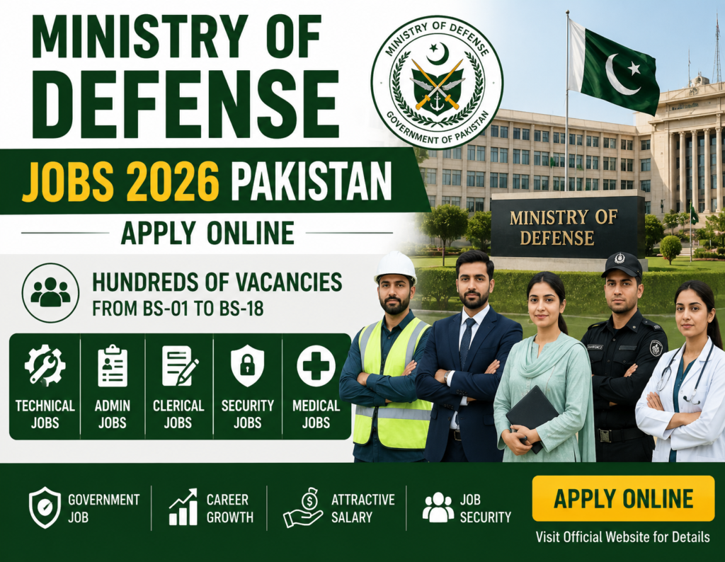 Ministry of Defense Jobs 2026 Pakistan-Apply Online